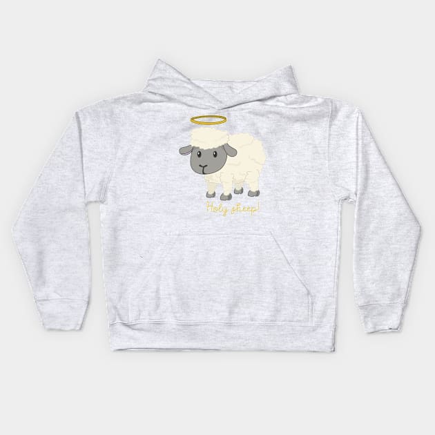 Holy Sheep Cute Fluffy Animal Kids Hoodie by Punderstandable